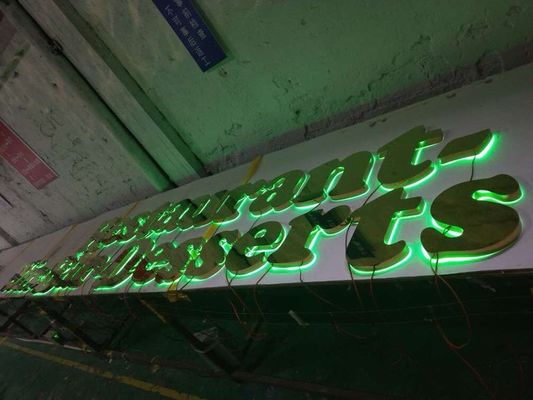 ร้านอาหาร Led Backlit Letter Sign M4 สกรู Mount Reverse Channel Letters