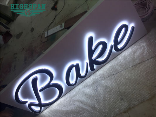 ป้ายตัวอักษรเลเซอร์คัท Backlit ป้ายสแตนเลส 12V