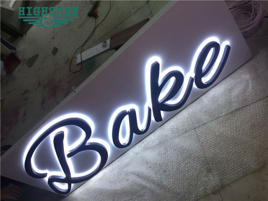 ป้ายตัวอักษรเลเซอร์คัท Backlit ป้ายสแตนเลส 12V