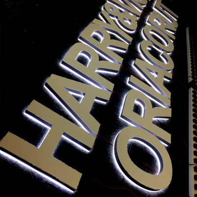 ร้านอาหาร Backlit Letter Sign 2-20 ซม. ความลึกอะคริลิค Led Glow Sign Board