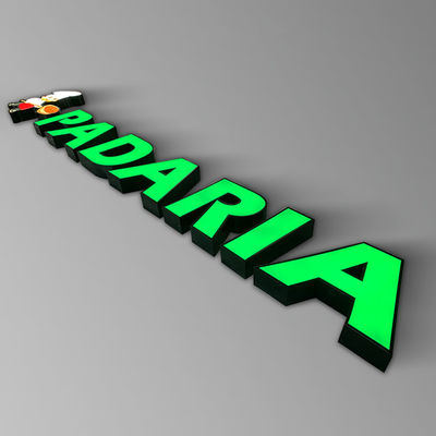 IP65 ป้ายหน้าร้านอะคริลิคนูนโลโก้ตัวอักษรโลหะเรืองแสง