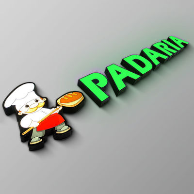 IP65 ป้ายหน้าร้านอะคริลิคนูนโลโก้ตัวอักษรโลหะเรืองแสง