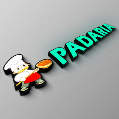 IP65 ป้ายหน้าร้านอะคริลิคนูนโลโก้ตัวอักษรโลหะเรืองแสง