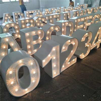 อะคริลิคสแตนเลส Light Up Marquee Letter Sign Numbers พร้อม Bulbs