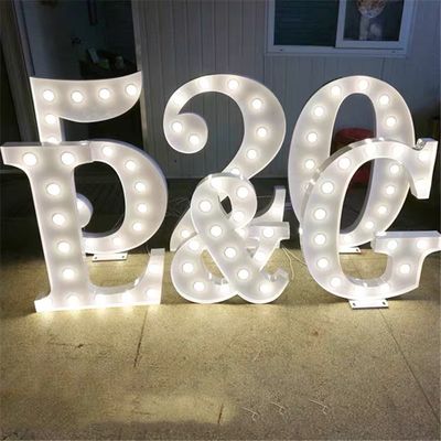 อะคริลิคสแตนเลส Light Up Marquee Letter Sign Numbers พร้อม Bulbs