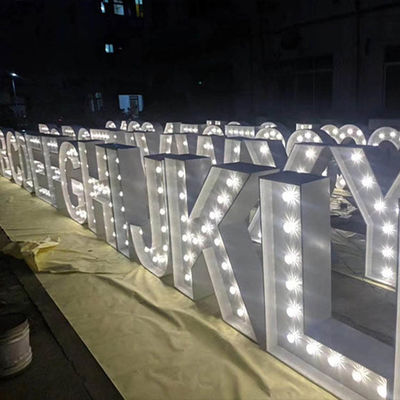 ป้ายตัวอักษร LED Marquee ขนาดใหญ่ป้ายโลหะอลูมิเนียม Marquee Letters UL