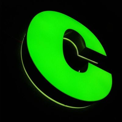 OEM ODM สแตนเลสโลโก้ป้ายเงินสีเขียว 8 ซม. กลับ Outdoor