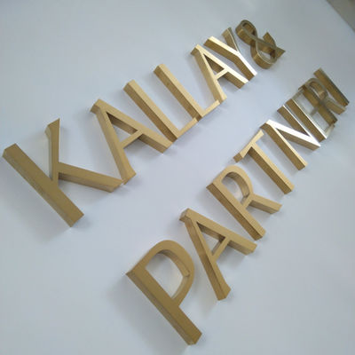 ป้ายอักษรโลหะประตูภายในสำนักงานขัดเงา SS304 Electro Plating