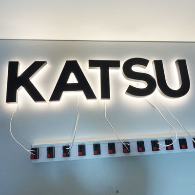 ป้ายเคลือบสีดำ 3D Backlit HIGHSPAN ป้ายโลโก้สแตนเลส