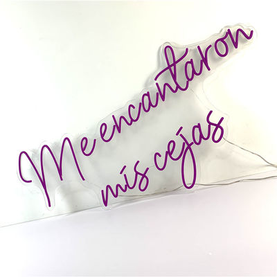 ป้ายไฟนีออน LED แบบยืดหยุ่นสีม่วงติดผนังส่องสว่าง 51200 ชั่วโมง