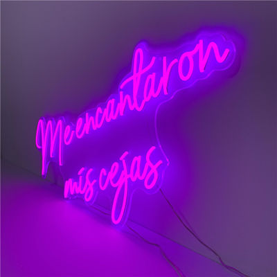 ป้ายไฟนีออน LED แบบยืดหยุ่นสีม่วงติดผนังส่องสว่าง 51200 ชั่วโมง