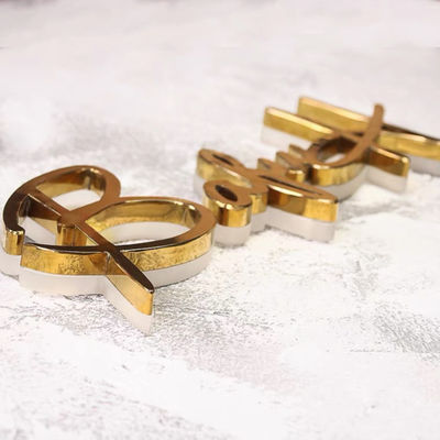 ป้ายโลโก้ธุรกิจกระจกสีทอง