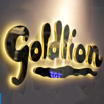 ป้ายโลโก้ธุรกิจกระจกสีทอง